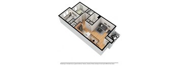 Two bedroom apartment layout furnished