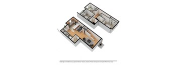 Three bedroom apartment layout furnished