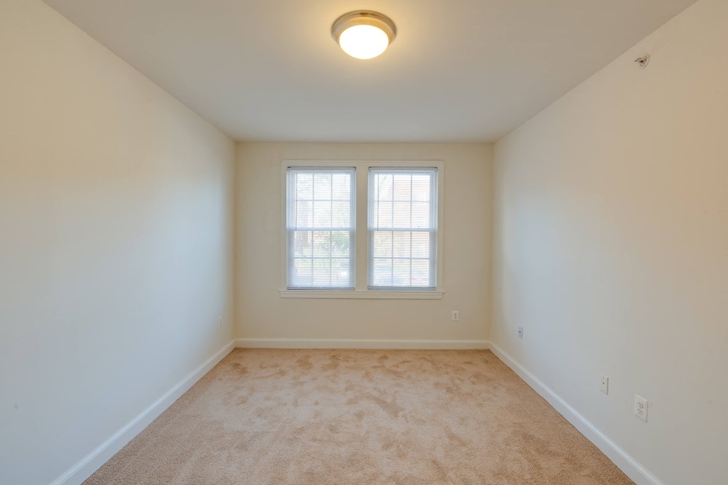 carpeted bedroom with large window