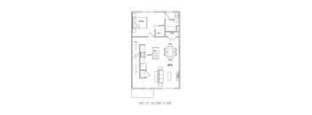 A drawing of a second floor apartment layout.