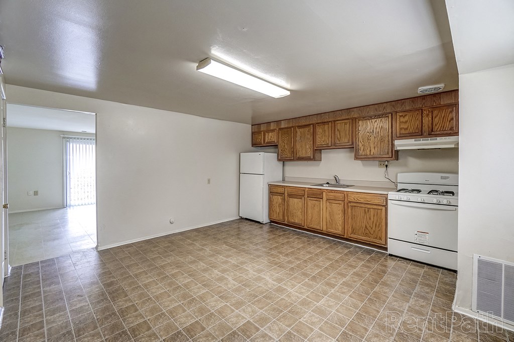 kitchen and dining room area