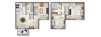 Palmer floor plan of a two bedroom