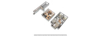 3 bedroom rendering apartment with furniture