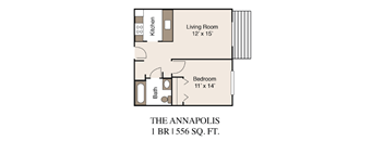 a floor plan of a one bedroom at Bay Forest Apartments