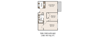 a floor plan of a 2 bedroom Apartment at Bay Forest