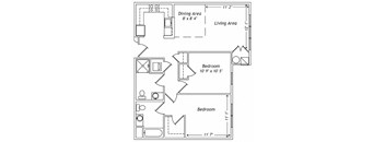 The Canna 2 Bedroom 2 Bath Floorplan