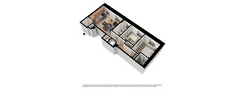 Two bedroom 3d floor plan