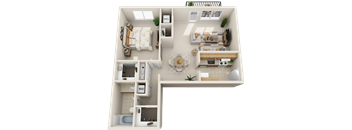 a floor plan of a house with a bedroom and a living room