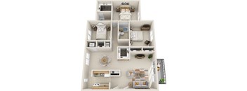 a 3d drawing of a house withartmentsartments