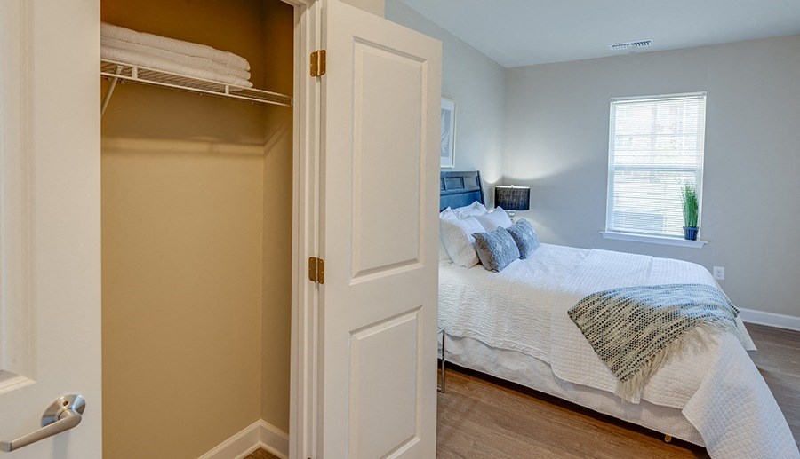 Bedroom with large closets