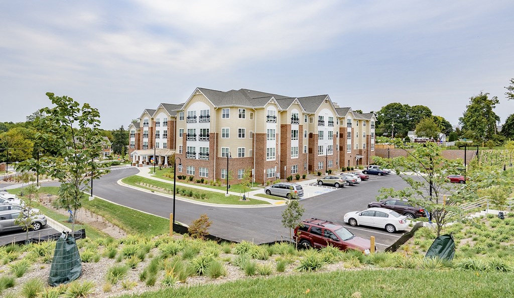Exterior of building with parking lot