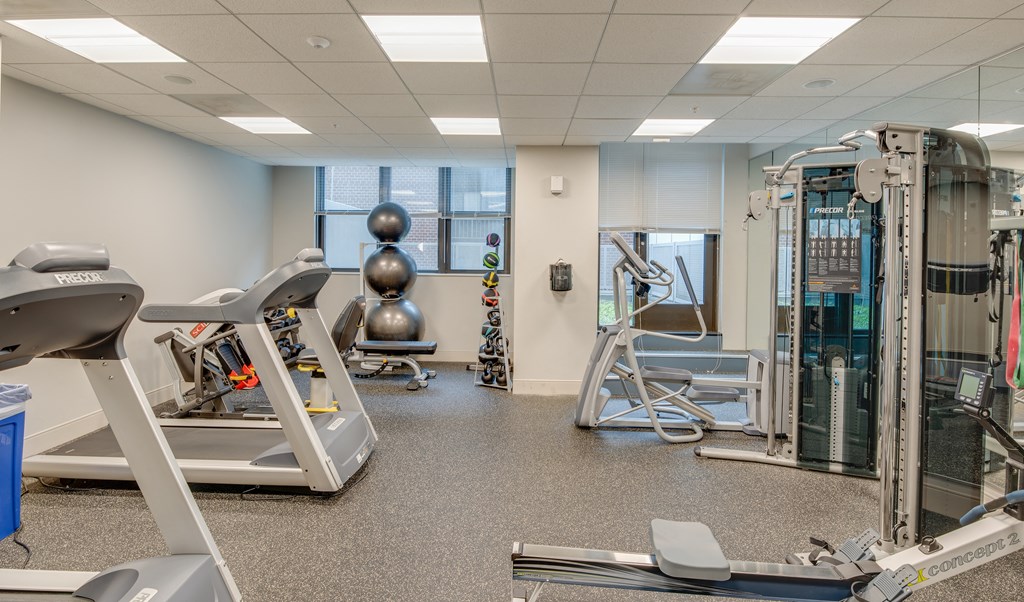 fitness center with cardio equipment