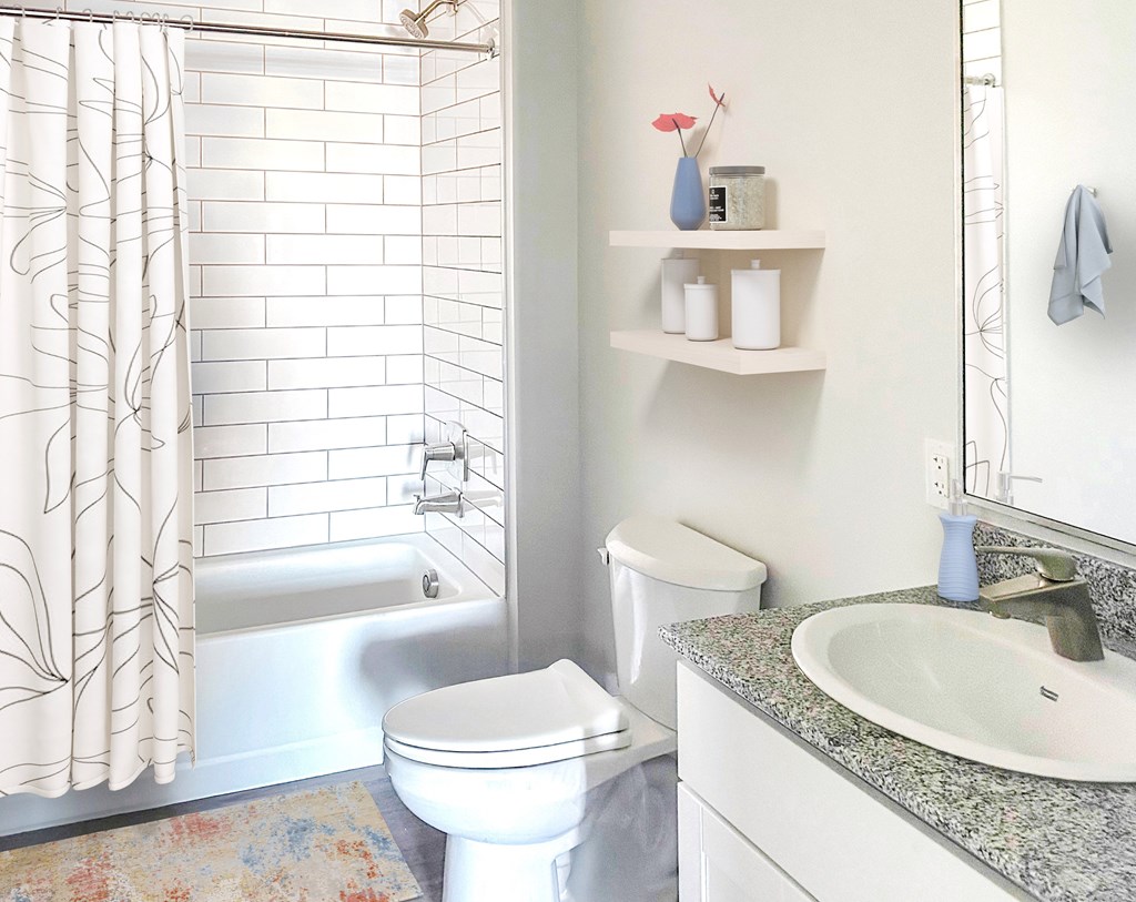 A white toilet sits next to a sink in a bathroom.