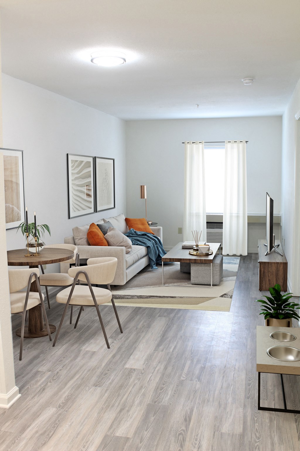 staged living room newly renovated