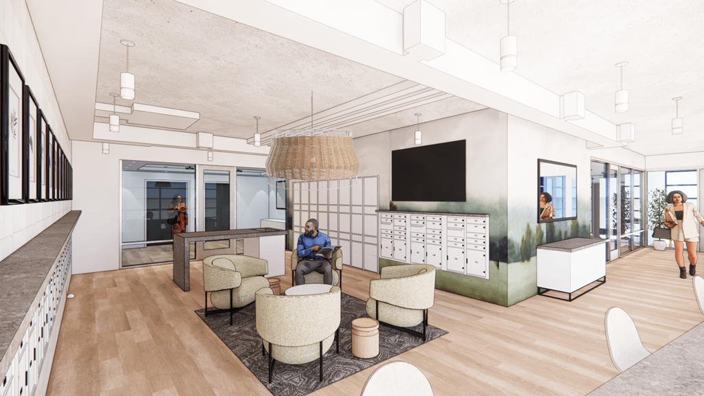 A man is sitting on a chair in a room with a large window.