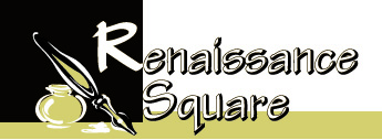 A logo for Renaissance Square featuring a pen and ink bottle.