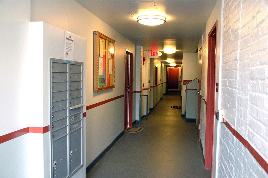 Interior hallway with mailboxes