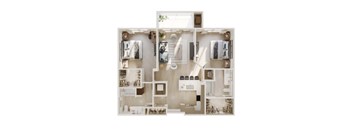 a 3d floor plan of a house with a bedroom and living room