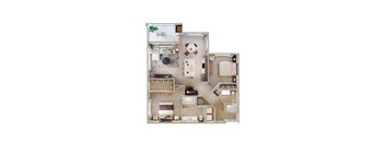 a 3d floor plan of a bedroom apartment