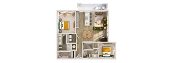a floor plan of a studio apartment with a bedroom and living room