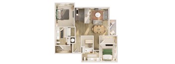 a floor plan of a 3 bedroom apartment