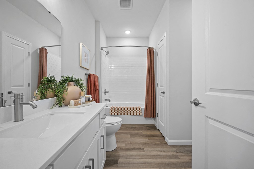 a bathroom with a sink and a toilet and a shower