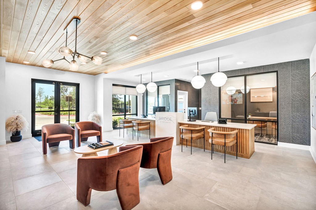 a room with chairs and desks