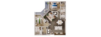 a 3d floor plan of a residence with a bedroom and a bathroom
