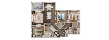 a 3d floor plan of a bedroom with a bathroom