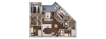 a floor plan of a home with a bedroom and a living room