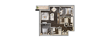 A detailed floor plan of a modern apartment layout.