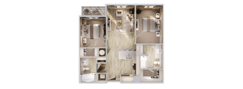 A collage of images showing different views of a modern bathroom.