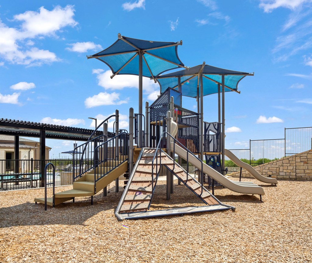 a playground with a slide