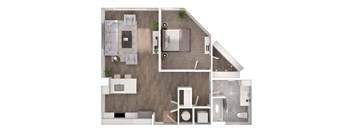 a floor plan of a 1 bedroom apartment
