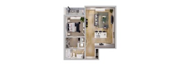 bedroom floor plan of a house top view 3d illustration