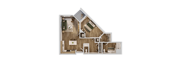 A detailed 3D floor plan of a house showing all rooms and their layouts.