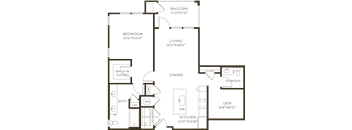 a floor plan of a room with a bedroom and a living room