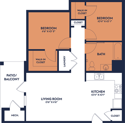 a floor plan of a bedroom apartment
