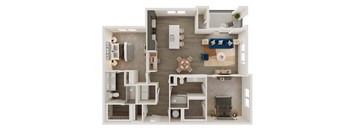 a1 floor plan  1 bedroom with 2 baths  129