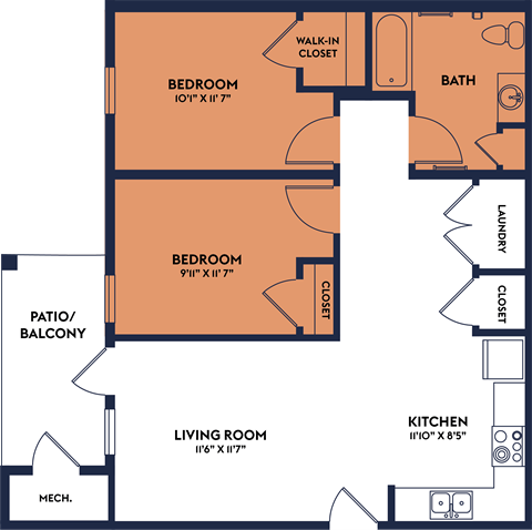 a floor plan of a bedroom apartment