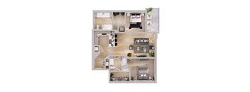 a bedroom floor plan of a house with a bedroom and a living room