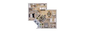 a floor plan of a house with a bedroom and a living room