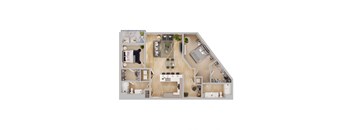 a floor plan of a house with a bedroom and a living room