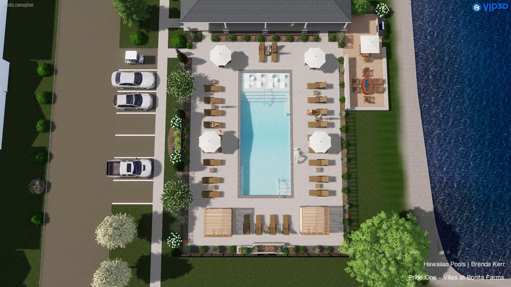 arial view of a swimming pool