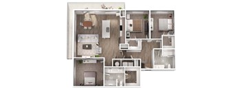a floor plan of a 3 bedroom apartment