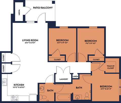 a floor plan of a bedroom apartment
