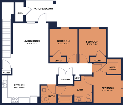 a floor plan of a bedroom apartment