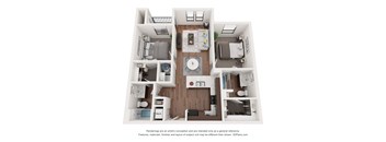 a 3d floor plan of a 1 bedroom192 sq ft