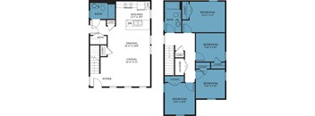 A floor plan of a house with two bedrooms, a living room, a dining room, a kitchen, a bathroom, a laundry room, a foyer, a mudroom, and a closet.