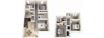 A floor plan of a two bedroom apartment.